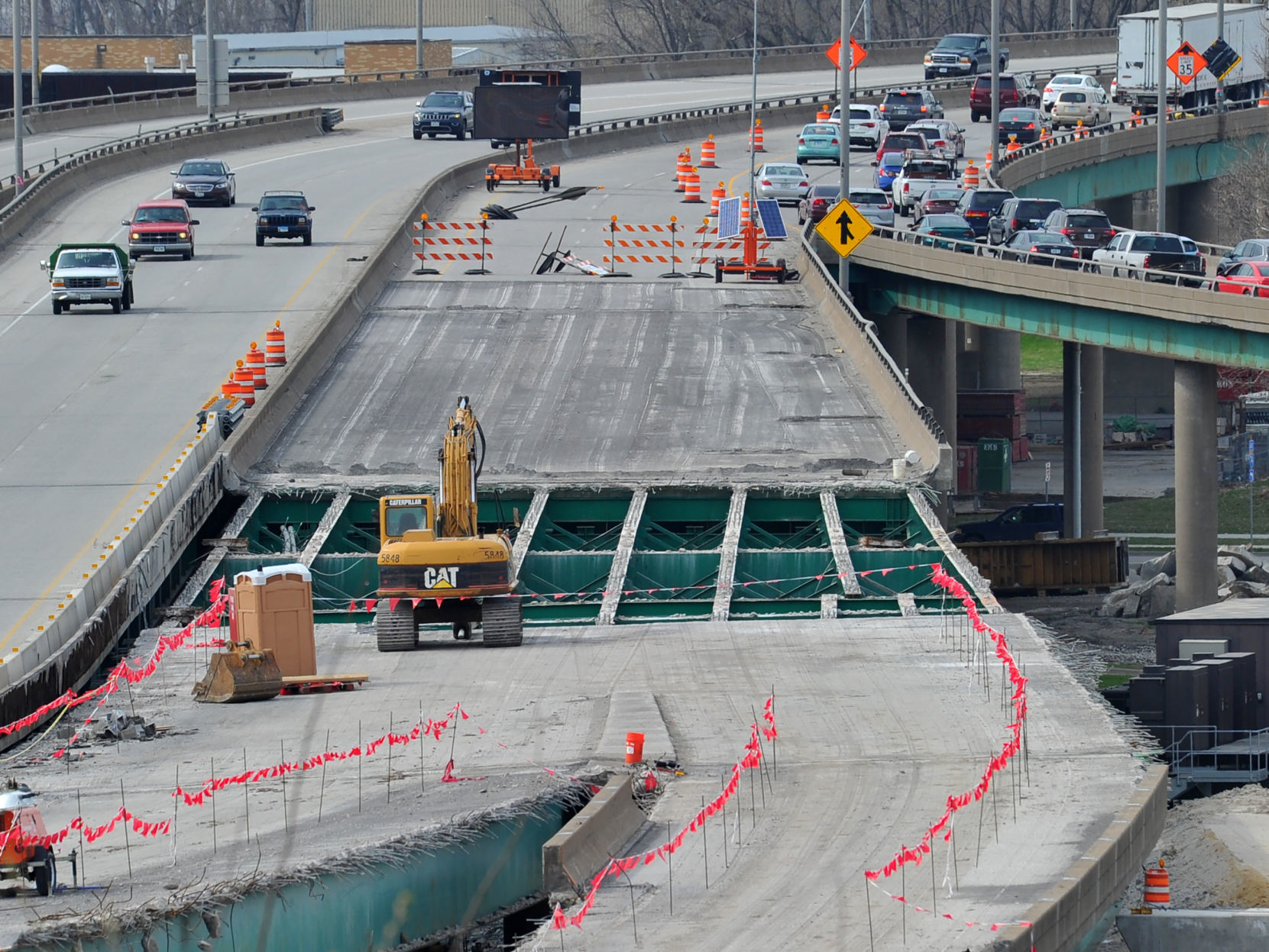 Construction and demolition work for the new Interstate 74 bridge.